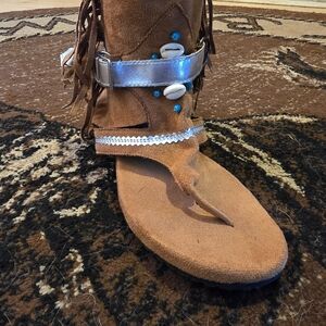 Brown and Silver Women's Fringe Boots